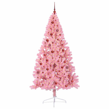 Vidaxl kunstmatig voorverlicht kerstboom met 300 led roze 210 cm pvc