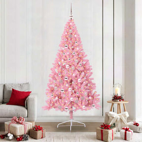 Vidaxl kunstmatig voorverlicht kerstboom met 300 led roze 210 cm pvc