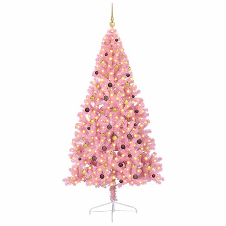 Vidaxl kunstmatig voorverlicht kerstboom met 300 led roze 240 cm pvc