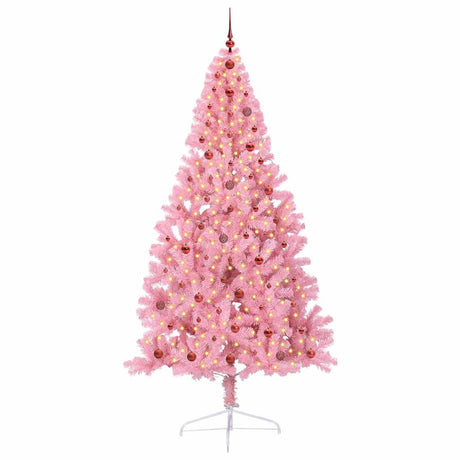 Vidaxl kunstmatig voorverlicht kerstboom met 300 led roze 240 cm pvc