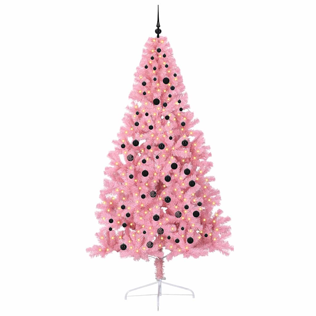 Vidaxl kunstmatig voorverlicht kerstboom met 300 led roze 240 cm pvc