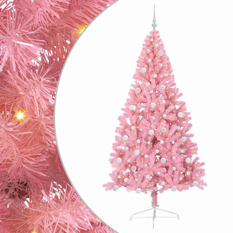 Vidaxl kunstmatig voorverlicht kerstboom roze 240 cm pvc