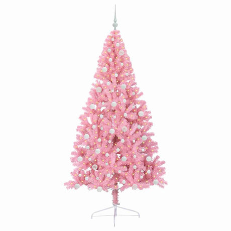 Vidaxl kunstmatig voorverlicht kerstboom roze 240 cm pvc