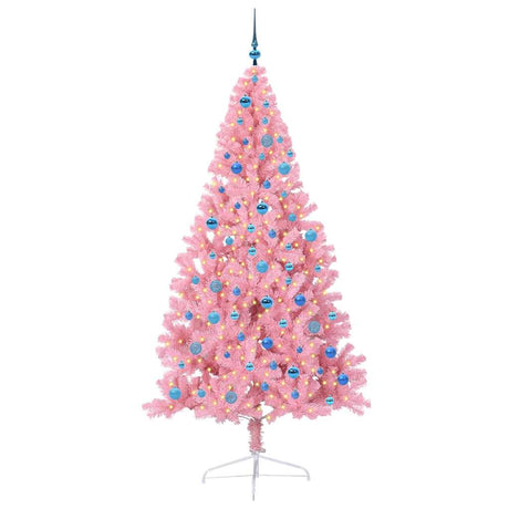 Vidaxl kunstmatig voorverlicht kerstboom met 300 led roze 240 cm pvc