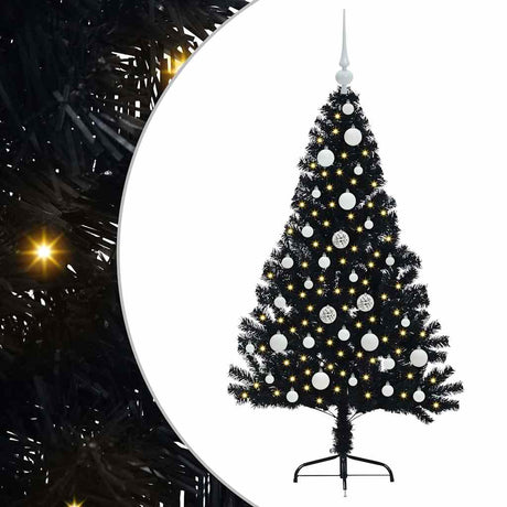 Vidaxl kunstmatig voorverlicht kerstboom met 150 led zwart 120 cm pvc