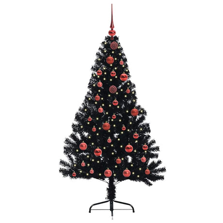 Vidaxl kunstmatig voorverlicht kerstboom met 150 led zwart 150 cm pvc