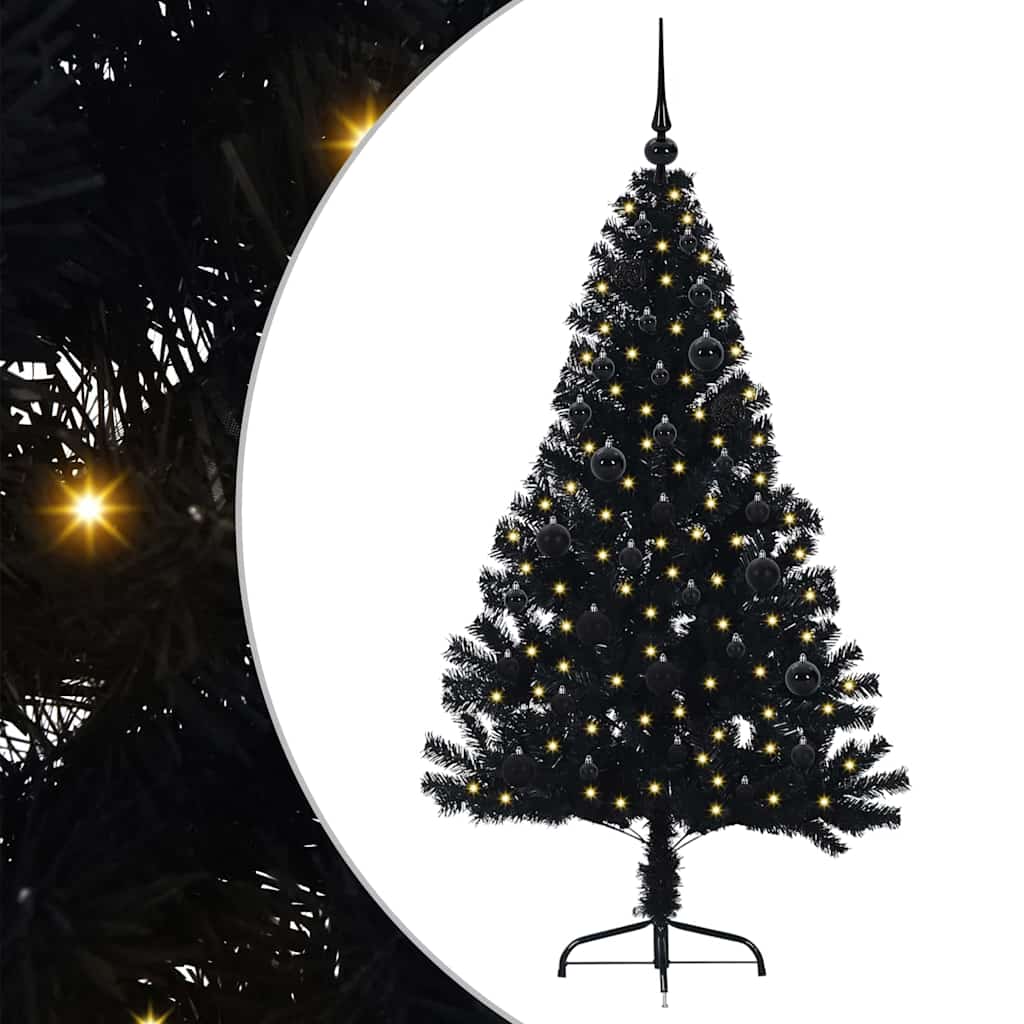 Vidaxl kunstmatig voorverlicht kerstboom met 150 led zwart 150 cm pvc