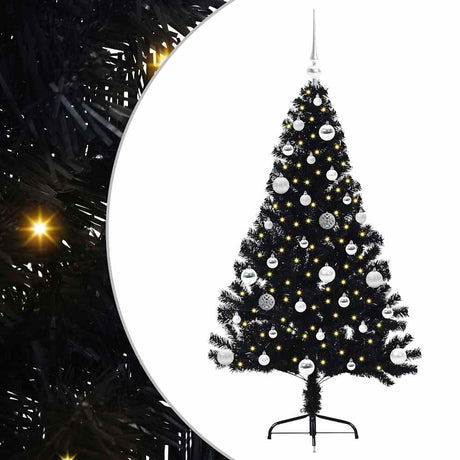 Vidaxl kunstmatig voorverlicht kerstboom met 150 led zwart 150 cm pvc