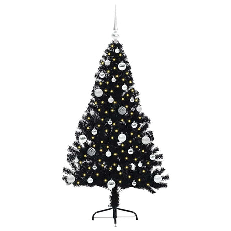 Vidaxl kunstmatig voorverlicht kerstboom met 150 led zwart 150 cm pvc