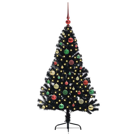 Vidaxl kunstmatig voorverlicht kerstboom met 150 led zwart 150 cm pvc