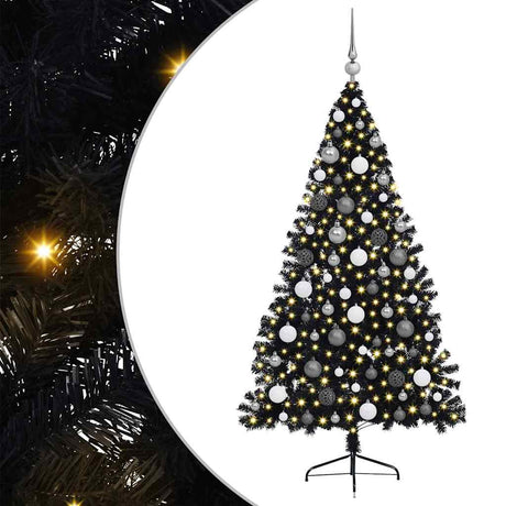 Vidaxl kunstmatig voorverlicht kerstboom zwart 180 cm pvc