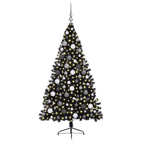 Vidaxl kunstmatig voorverlicht kerstboom zwart 180 cm pvc