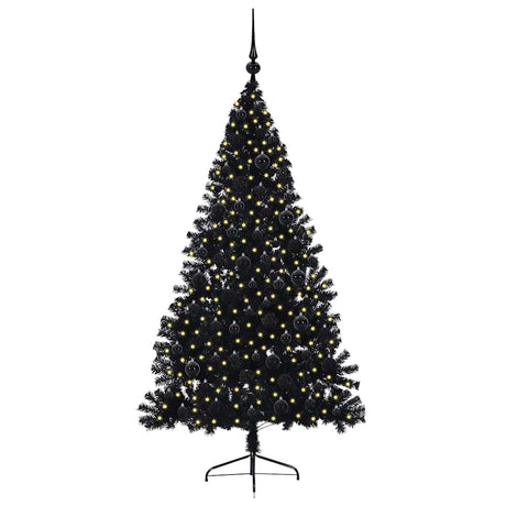 Vidaxl kunstmatig voorverlicht kerstboom met 300 led zwart 180 cm pvc