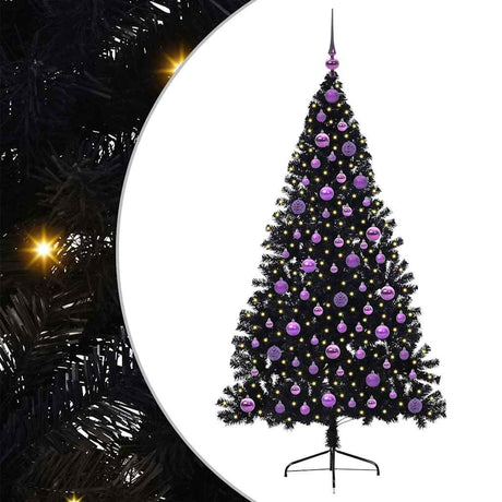 Vidaxl kunstmatig voorverlicht kerstboom met 300 led zwart 180 cm pvc