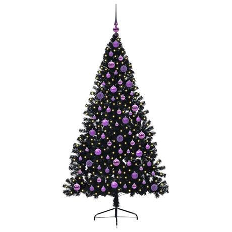 Vidaxl kunstmatig voorverlicht kerstboom met 300 led zwart 180 cm pvc