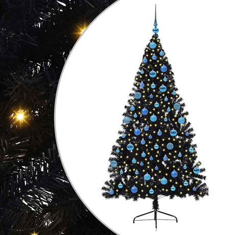 Vidaxl kunstmatig voorverlicht kerstboom met 300 led zwart 180 cm pvc