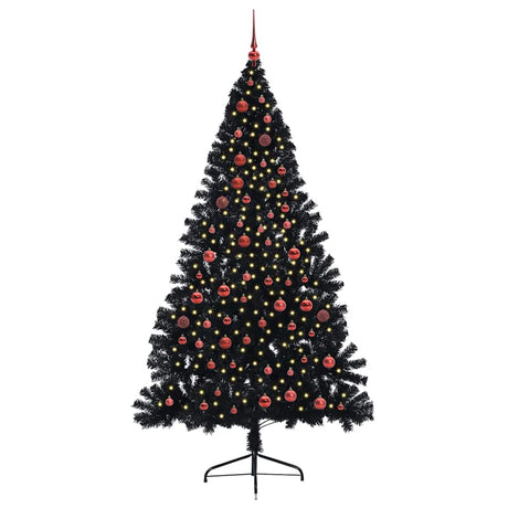 Vidaxl kunstmatig voorverlicht kerstboom met 300 led zwart 210 cm pvc