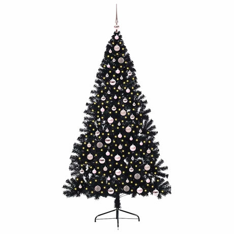 Vidaxl kunstmatig voorverlicht kerstboom met 300 led zwart 210 cm pvc