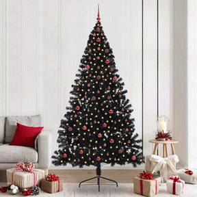 Vidaxl kunstmatig voorverlicht kerstboom zwart 240 cm pvc