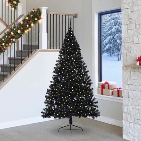 Vidaxl kunstmatig voorverlicht kerstboom met 300 led zwart 240 cm pvc