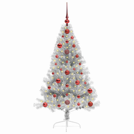 Vidaxl kunstmatig voorverlicht kerstboom met 150 led zilver 120 cm pet