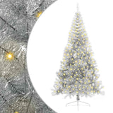 Vidaxl kunstmatig voorverlicht kerstboom met 300 led zilver 210 cm pet