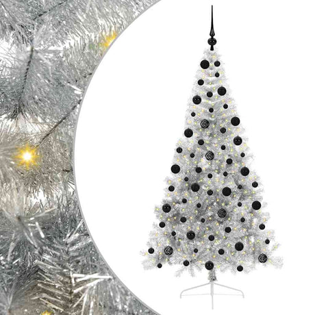 Vidaxl kunstmatig voorverlicht kerstboom met 300 led zilver 210 cm pet