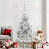 Vidaxl kunstmatig voorverlicht kerstboom met 300 led zilver 210 cm pet