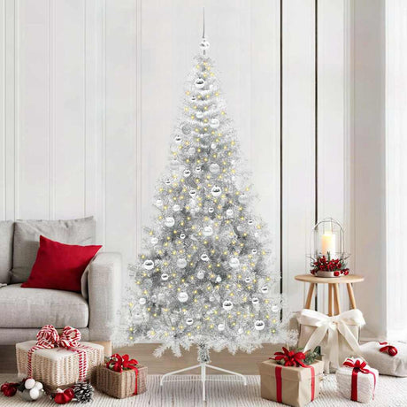 Vidaxl kunstmatig voorverlicht kerstboom met 300 led zilver 210 cm pet