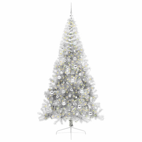 Vidaxl kunstmatig voorverlicht kerstboom met 300 led zilver 210 cm pet