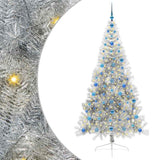 Vidaxl kunstmatig voorverlicht kerstboom met 300 led zilver 210 cm pet