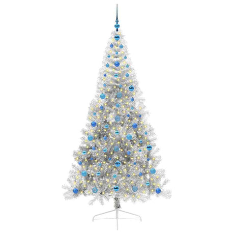 Vidaxl kunstmatig voorverlicht kerstboom met 300 led zilver 210 cm pet