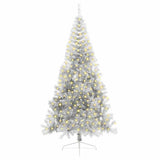 Vidaxl kunstmatig voorverlicht kerstboom met 300 led zilver 240 cm pet