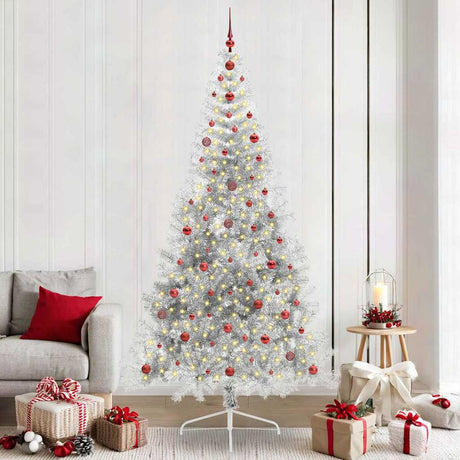 Vidaxl kunstmatig voorverlicht kerstboom met 300 led zilver 240 cm pet