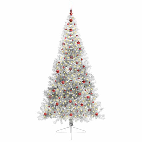 Vidaxl kunstmatig voorverlicht kerstboom met 300 led zilver 240 cm pet