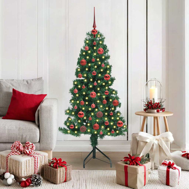 Vidaxl hoek kunstkerstboom met 150 led groen 150 cm pvc en metaal
