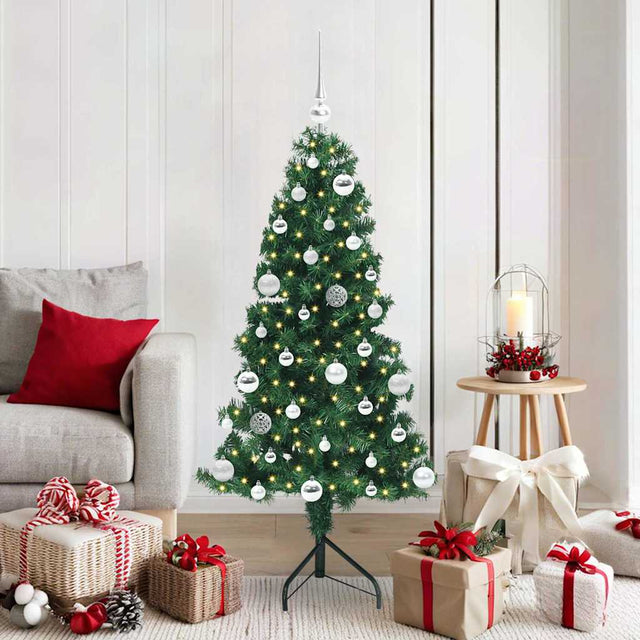 Vidaxl hoek kunstkerstboom met 150 led groen 150 cm pvc en metaal