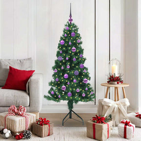 Vidaxl hoek kunstkerstboom met 150 led groen 150 cm pvc en metaal