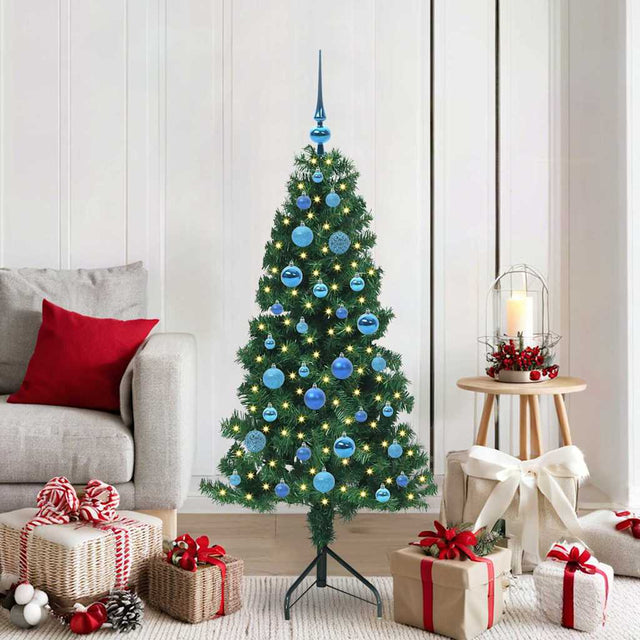Vidaxl hoek kunstkerstboom met 150 led groen 150 cm pvc en metaal