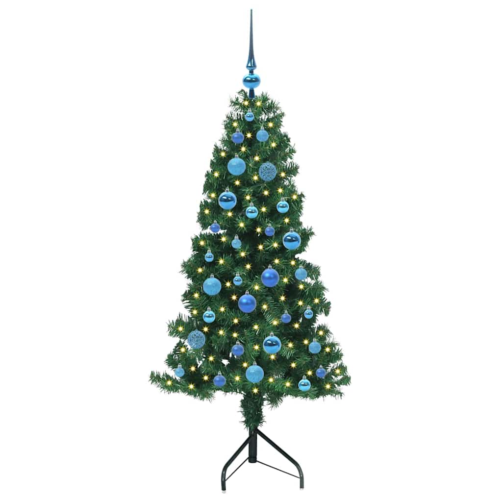 Vidaxl hoek kunstkerstboom met 150 led groen 150 cm pvc en metaal