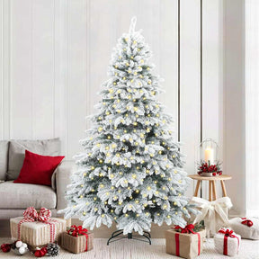 Vidaxl kunstkerstboom met 300 led met standaard wit 210 cm pe en pvc