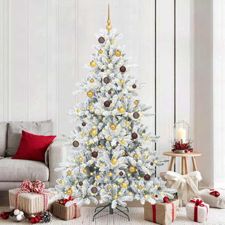 Vidaxl kunstmatige inklapbare kerstboom wit 210 cm pvc en staal