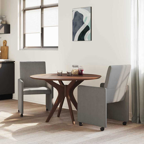Vidaxl eetkamerstoelen met wieltjes 2 st katoenen stof lichtgrijs