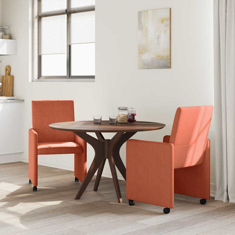 Vidaxl eetkamerstoelen met wieltjes 2 st katoenen stof rood-oranje