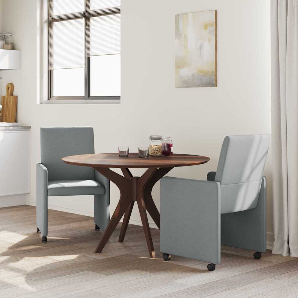 Vidaxl eetkamerstoelen met wieltjes 2 st stof lichtgrijs
