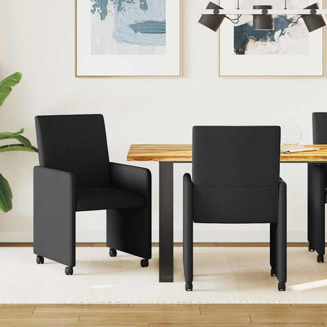 Vidaxl eetkamerstoelen met wieltjes 2 st stof zwart 57 x 66 x 94 cm