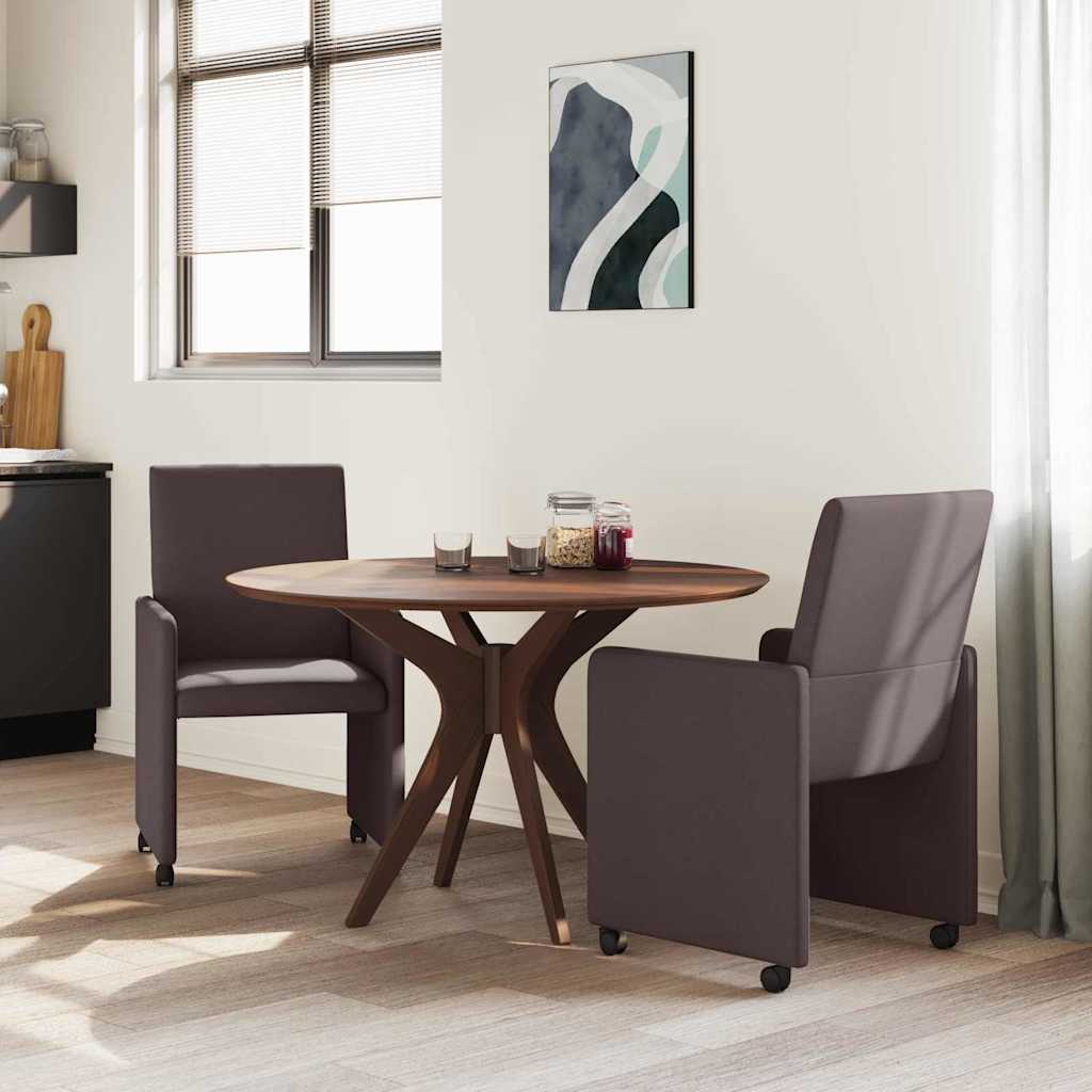 Vidaxl eetkamerstoelen met wieltjes 2 st stof donkerbruin