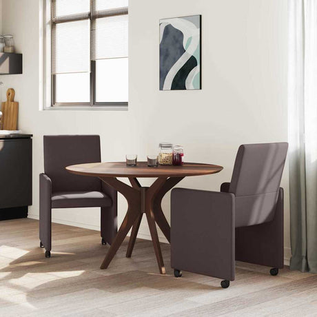 Vidaxl eetkamerstoelen met wieltjes 2 st stof donkerbruin
