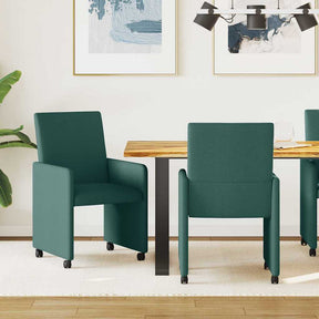Vidaxl eetkamerstoelen met wieltjes 2 st stof donkergroen