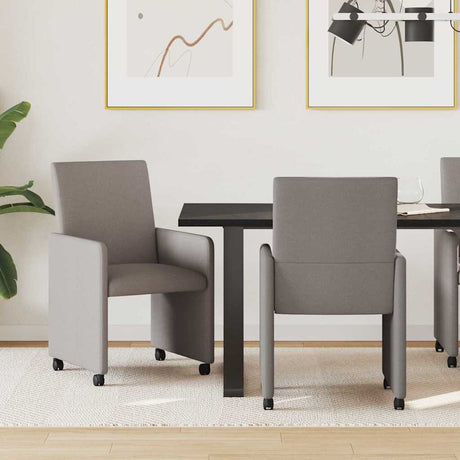 Vidaxl eetkamerstoelen met wieltjes 2 st stof taupe 57 x 66 x 94 cm